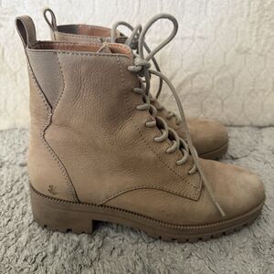 Lucky Brand Womens LK-Haddley Brown Leather Lace Up Ankle Combat Boots Sz 6.5M